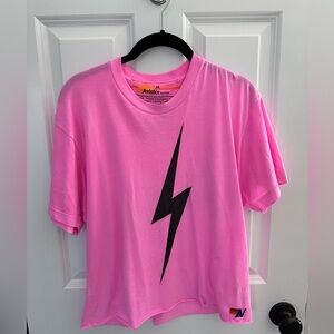 Aviator Nation BOLT BOYFRIEND TEE - NEON PINK Size Medium